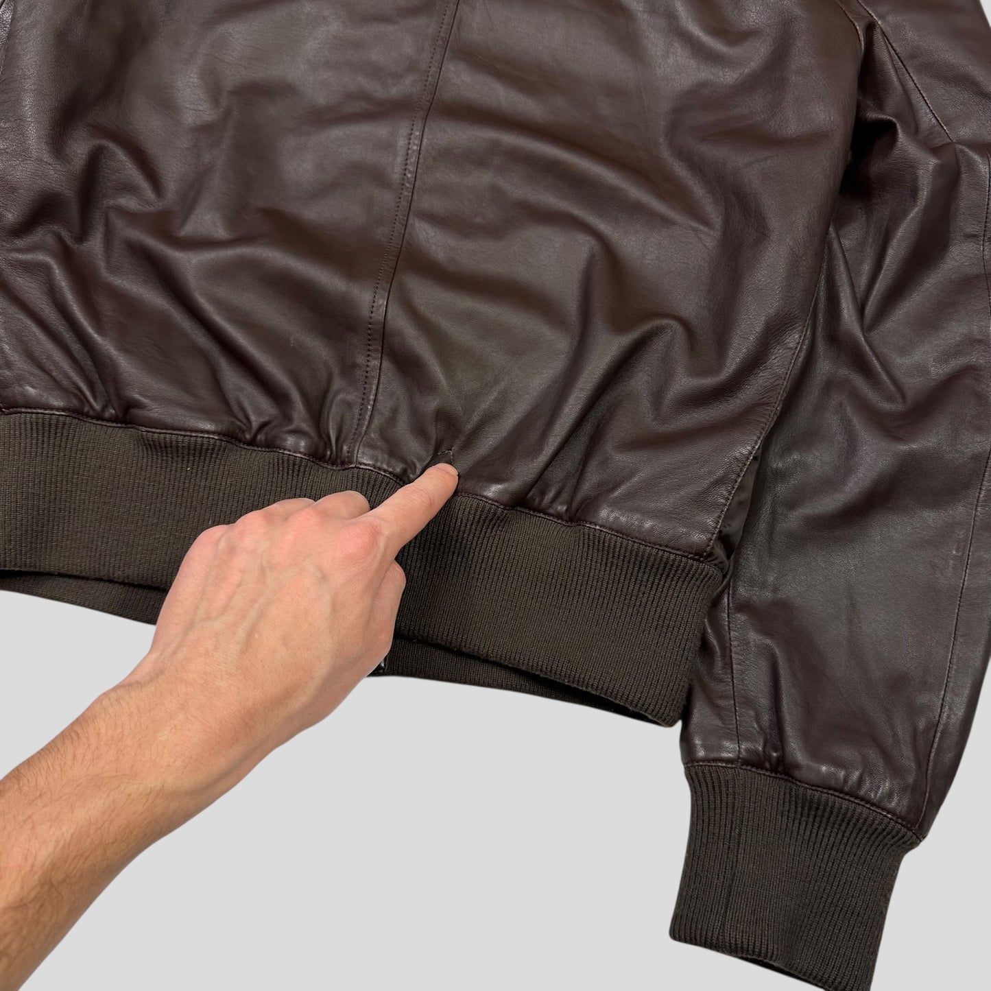 Gucci Brown Nappa Leather Hybrid Logo Bomber Jacket - IT46 (S)