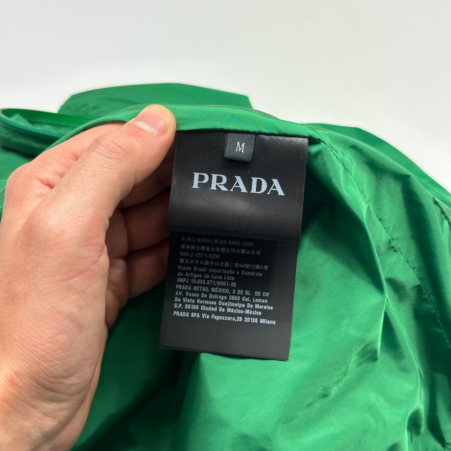 Prada Milano 2019 Laminated Green Nylon K-way Windbreaker - M/L