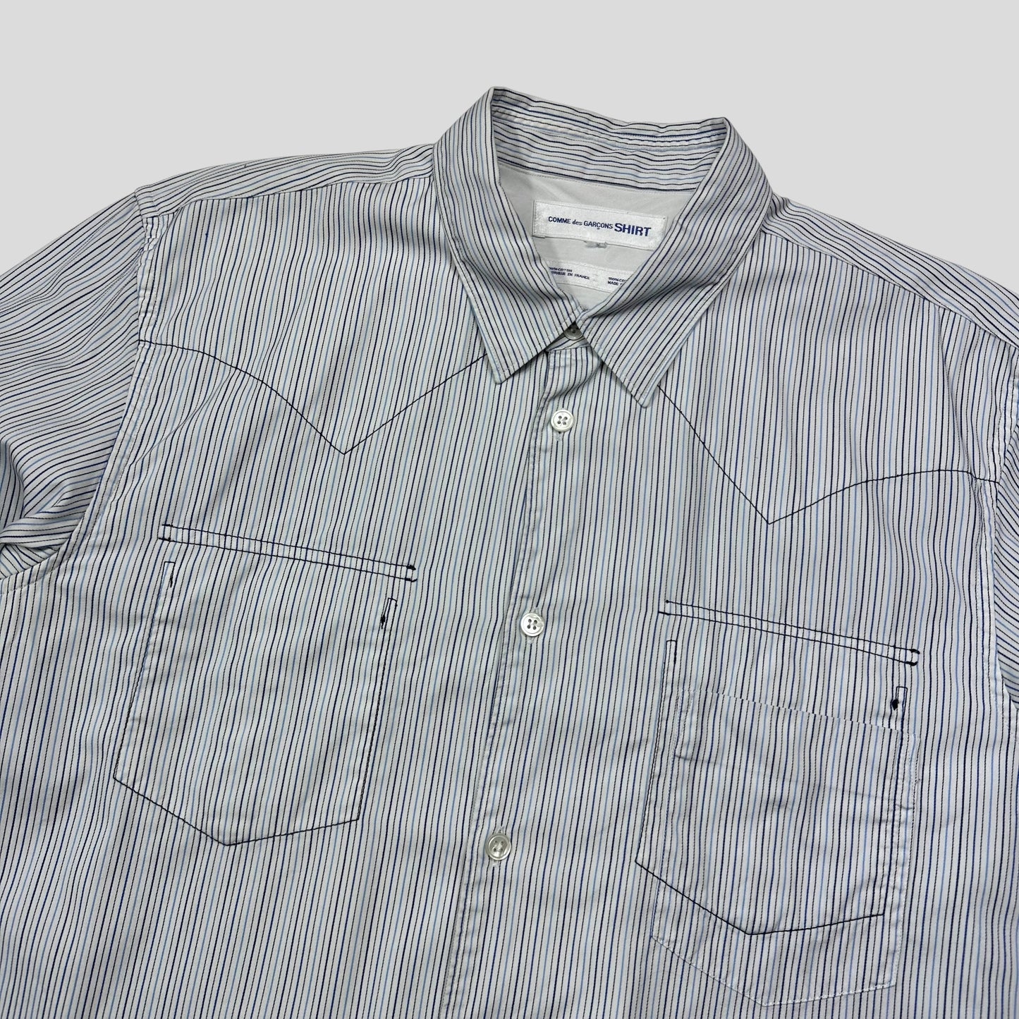 CDG SHIRT 00’s Reversible Embroidered Stripe Boxy Shirt - M/L