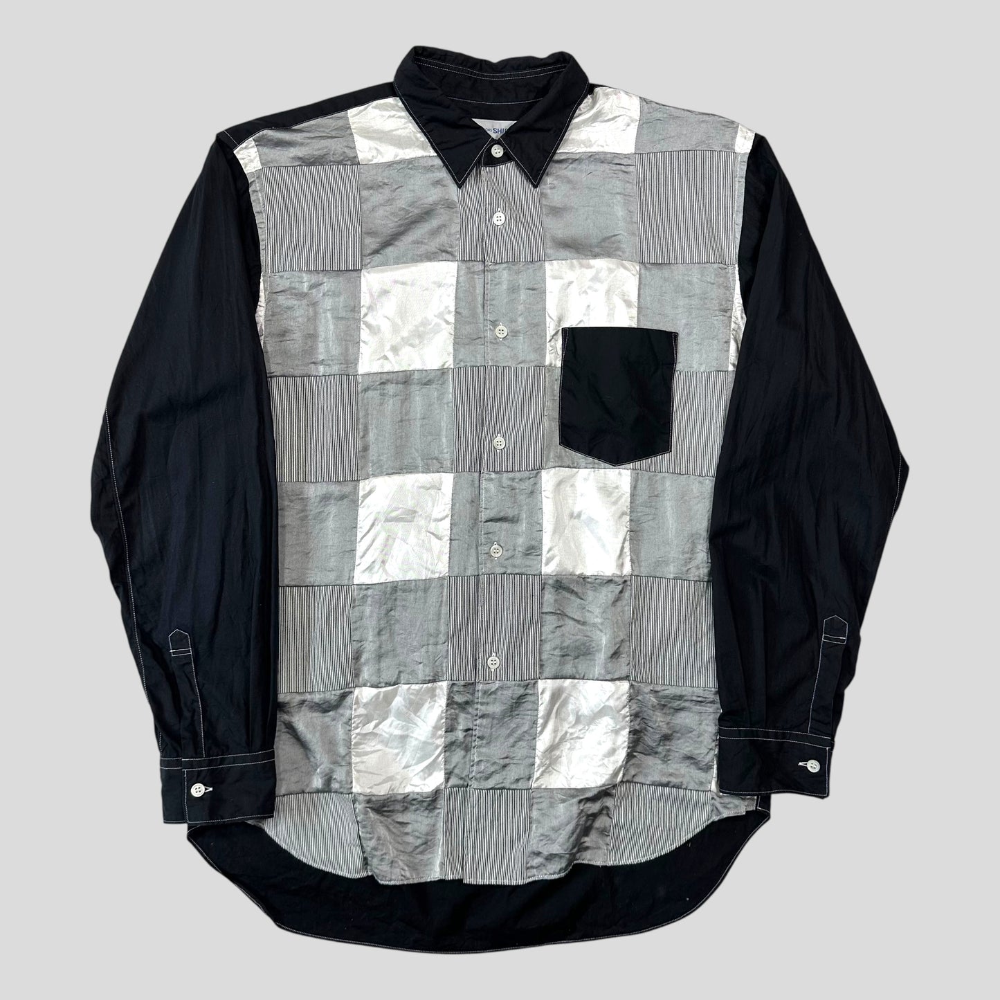 CDG SHIRT 00’s Rayon Patchwork Contrast Stitch Shirt - M/L