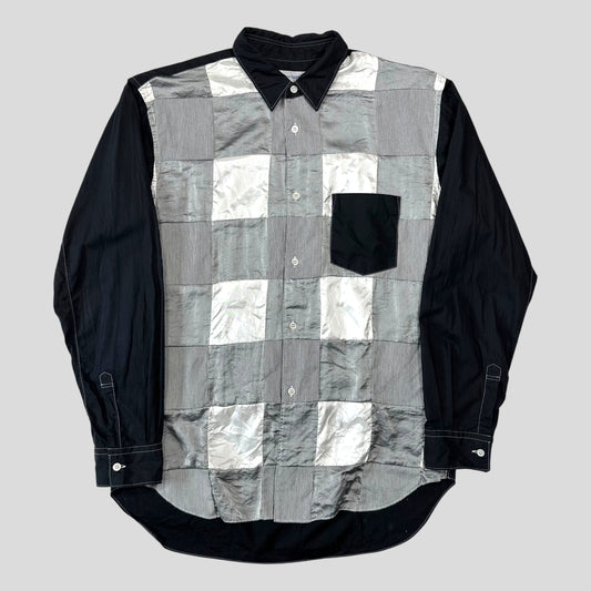 CDG SHIRT 00’s Rayon Patchwork Contrast Stitch Shirt - M/L