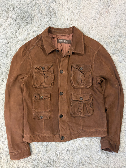Neil Barrett 2006 Brad Pitt Suede Leather Multipocket Moto Jacket - M