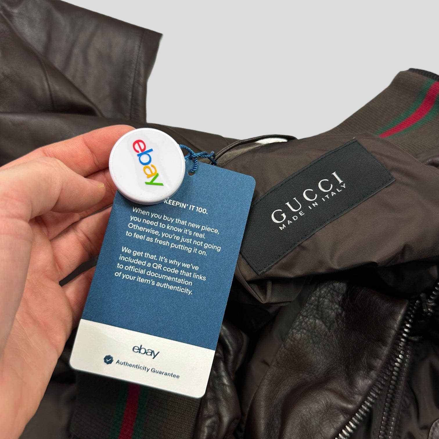 Gucci Brown Nappa Leather Hybrid Logo Bomber Jacket - IT46 (S