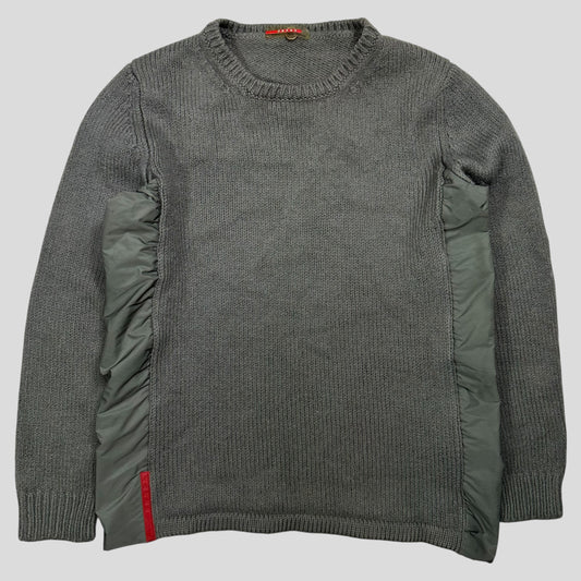 Prada Sport 00’s Wool & Nylon Panelled Thick Knit Jumper - S