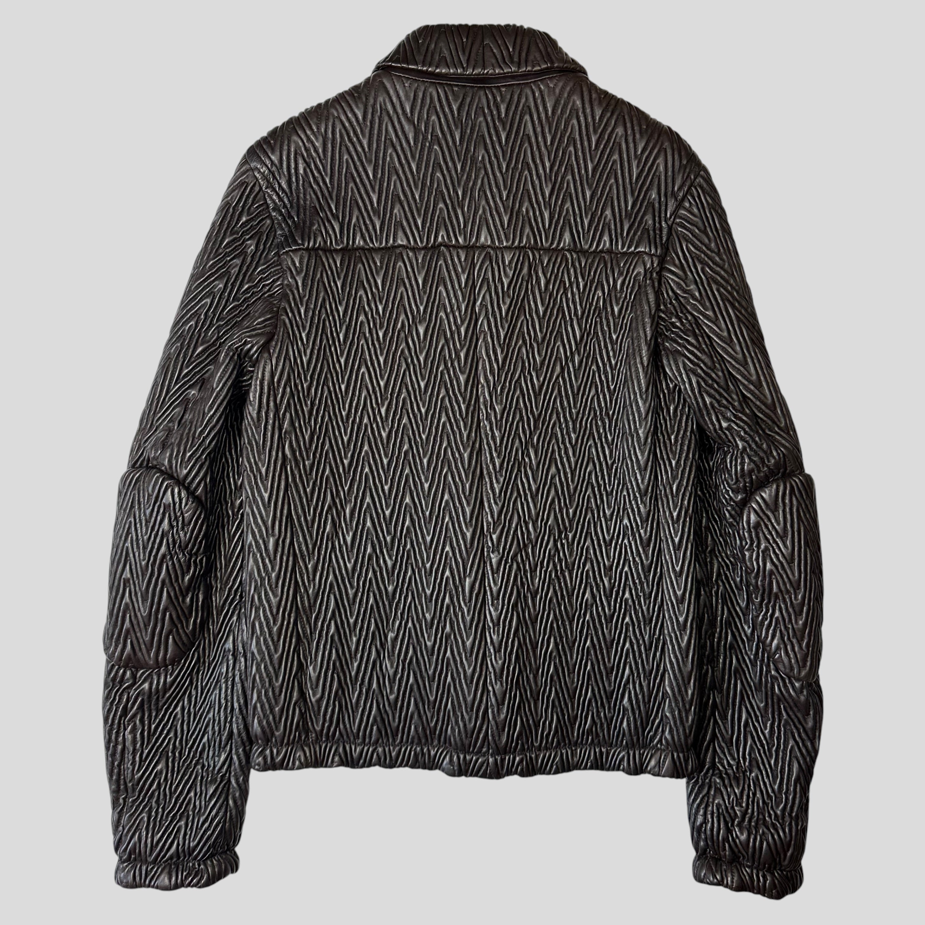 Prada Milano 2006 Runway 3D Ruched Leather Zigzag Jacket - IT48