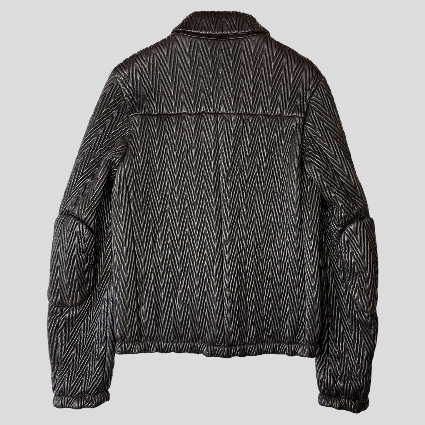 Prada Milano 2006 Runway 3D Ruched Leather Zigzag Jacket - IT48