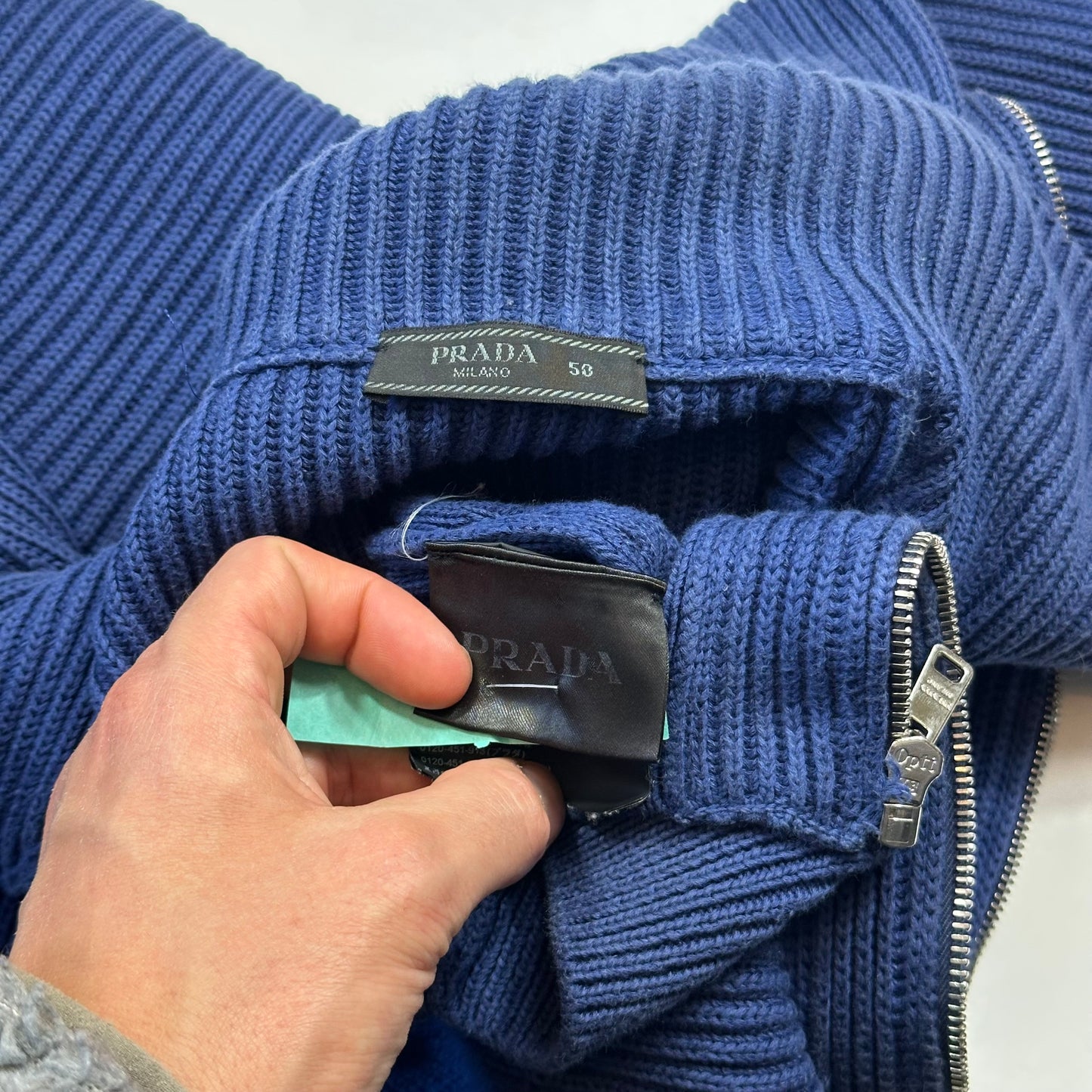 Prada Milano 2018 Perforated Heavy Cable Knit Cardigan Jacket - M