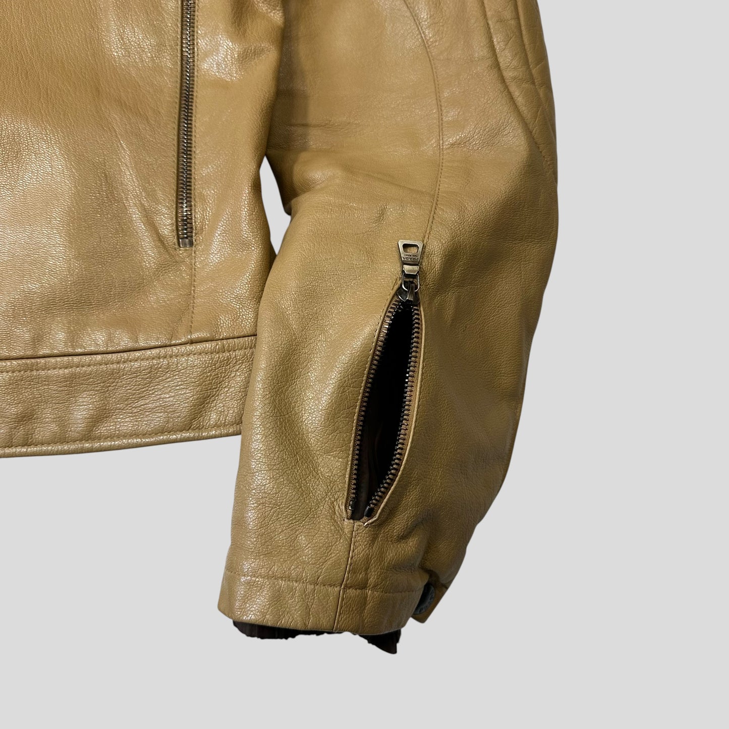Prada SS00 Leather Articulated Elbow Detailed Moto Jacket - IT50