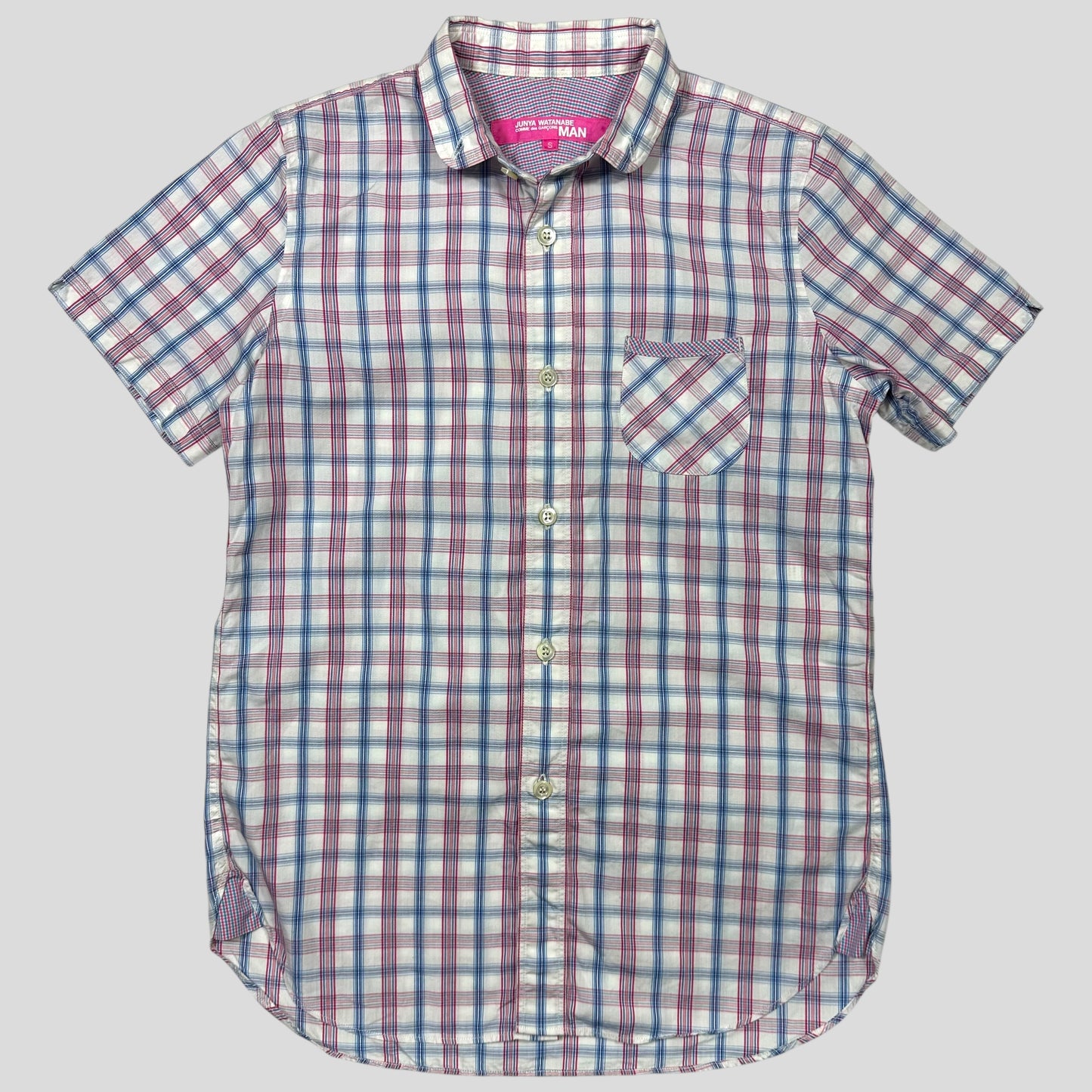 Junya Watanabe Womens 2012 Checkered Plaid Short Sleeve Shirt - S