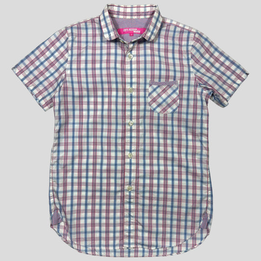 Junya Watanabe Womens 2012 Checkered Plaid Short Sleeve Shirt - S