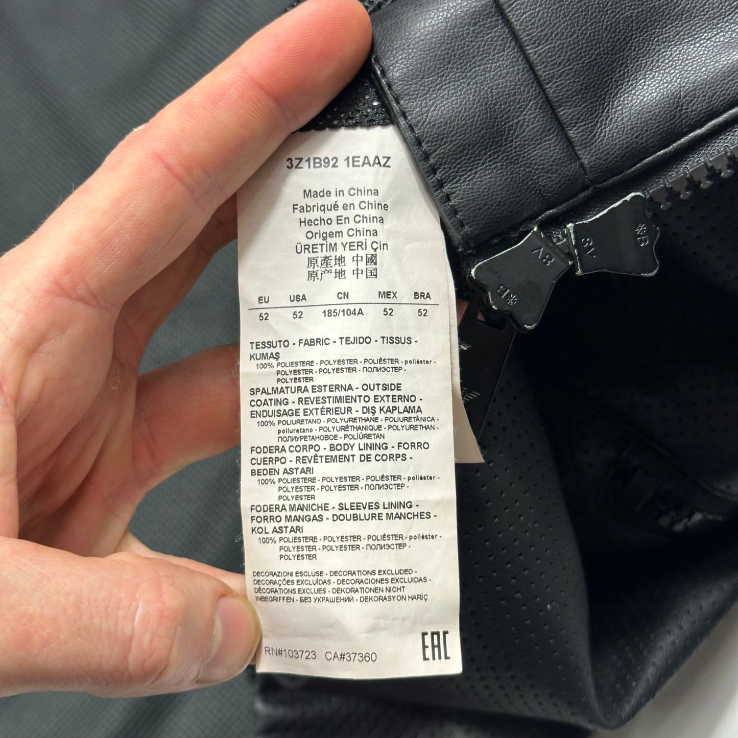 Emporio Armani Perforated Vinyl Mesh Lined Moto Jacket - IT52 (M)