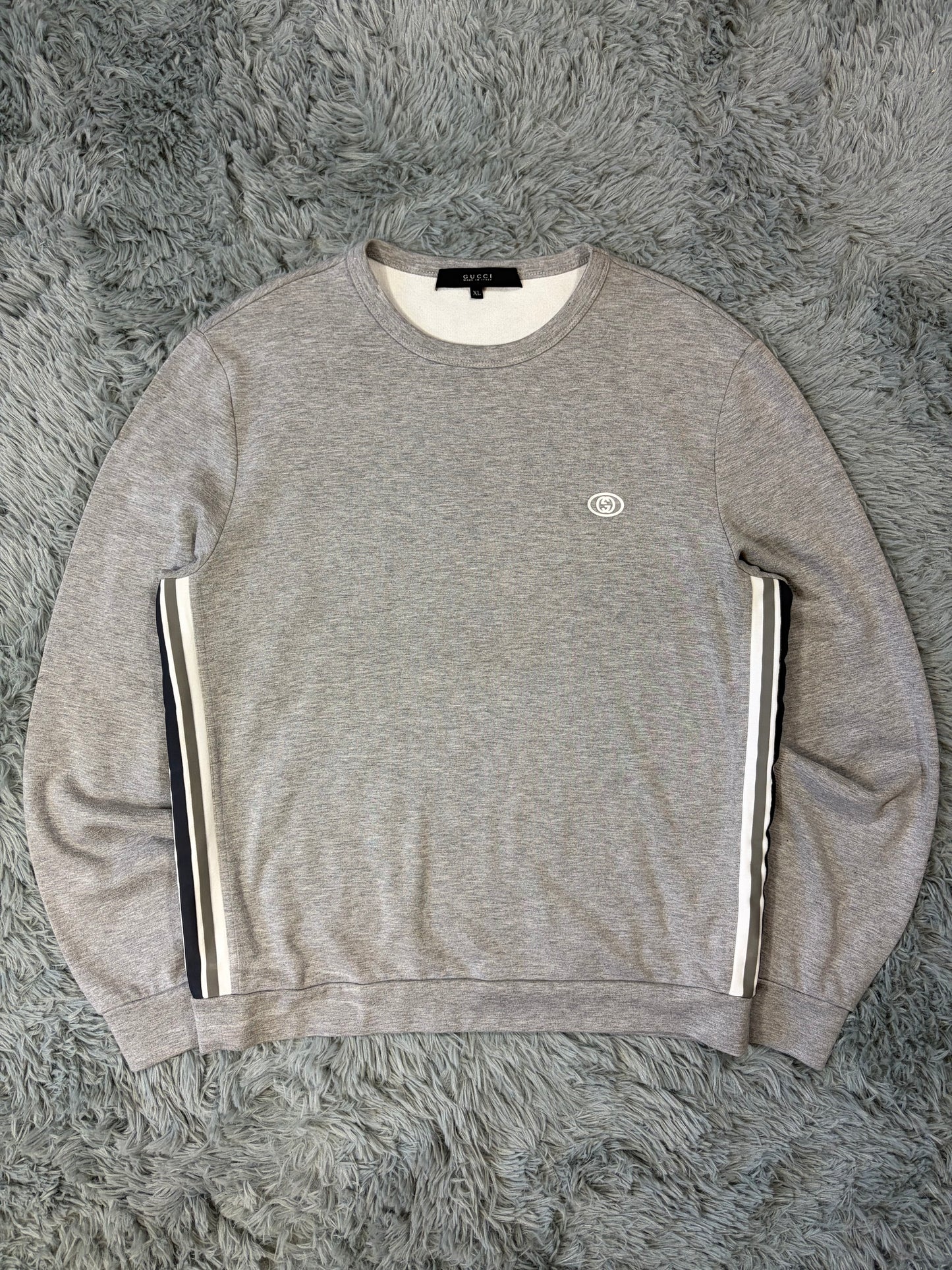 Gucci 2010s Striped Seam Tape GG Logo Sweatshirt - M/L