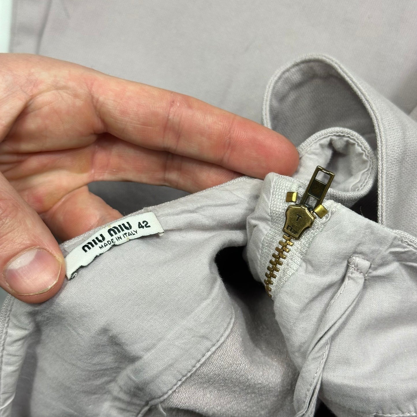 Miu Miu 00’s Lilac Cotton Belted Pleated Pocket Skirt - IT42