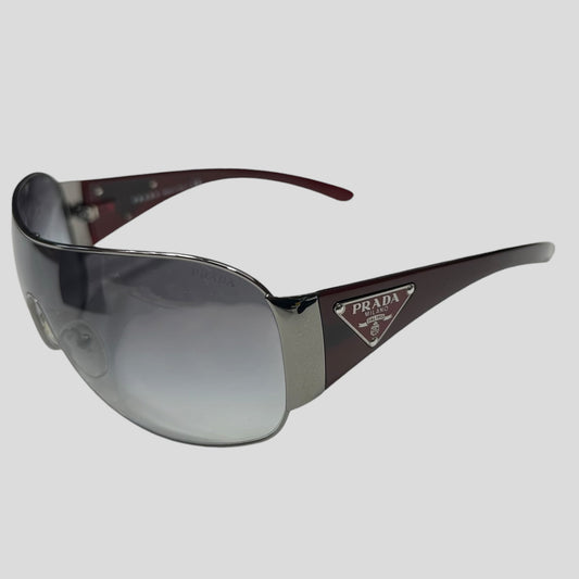 Prada Milano 00’s Triangle Logo Gradient Shield Sunglasses