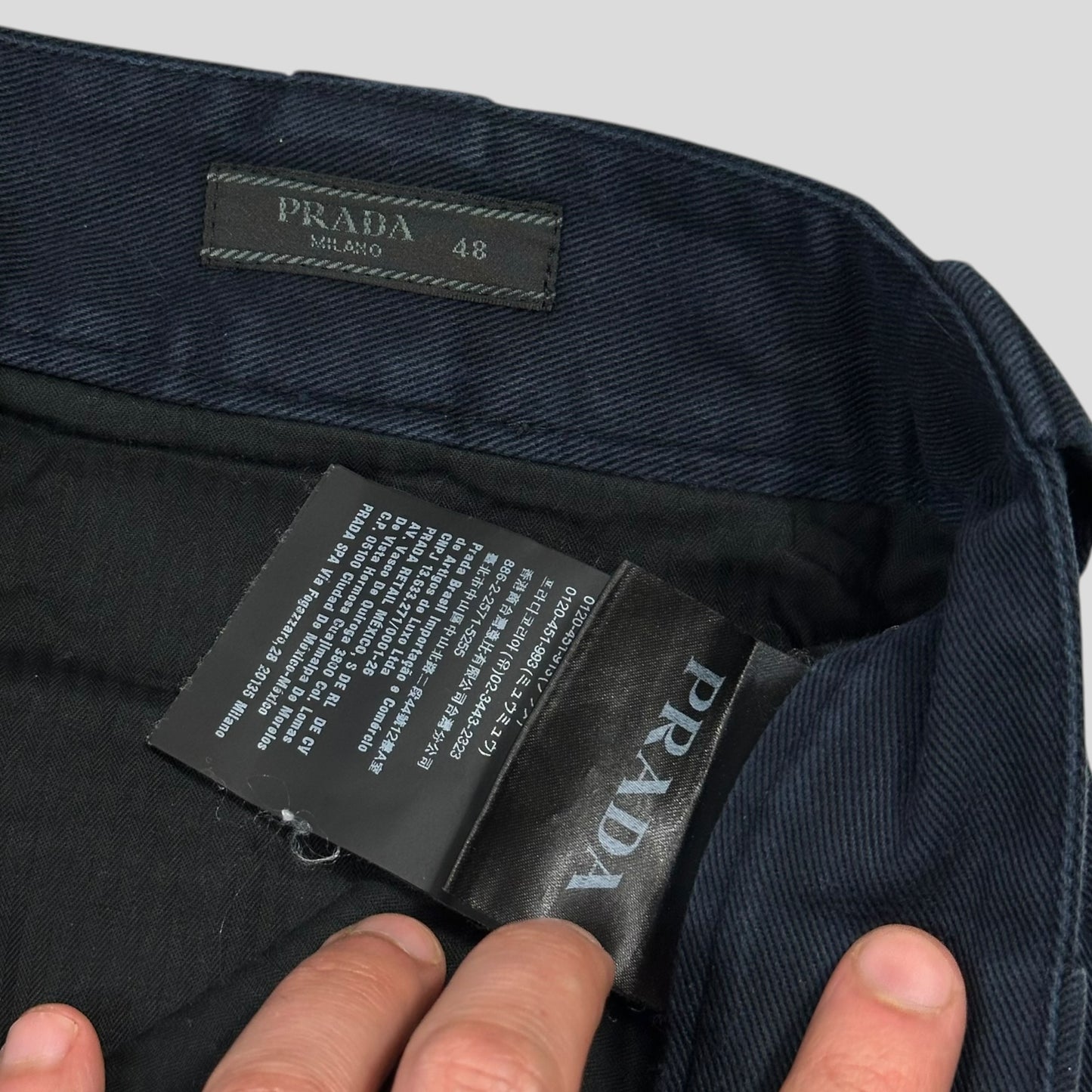 Prada 2018 Rubber Logo Baggy Drill Cotton Trousers - IT48