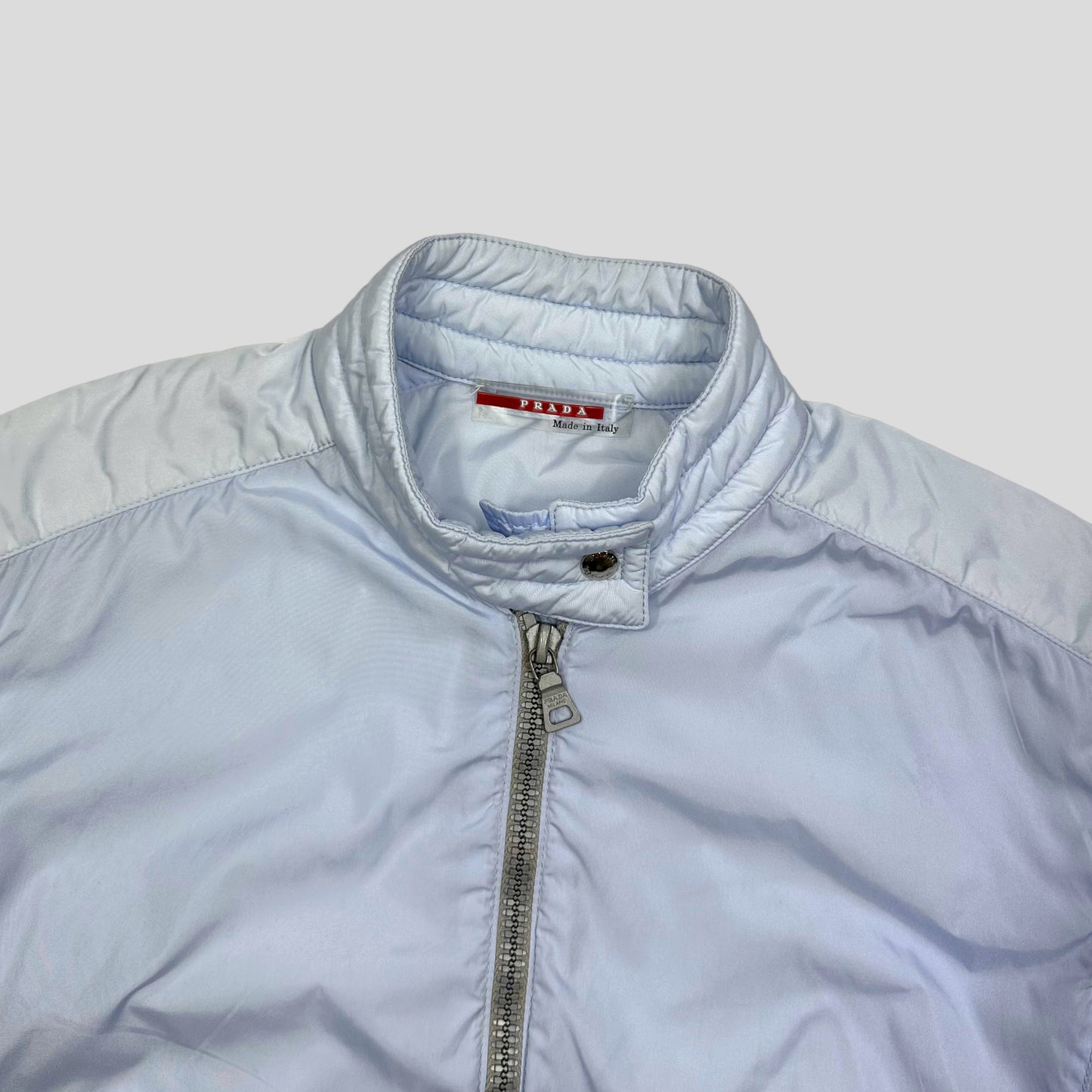 Prada Sport SS00 Ice Blue Nylon Moto Detailed Jacket - IT42