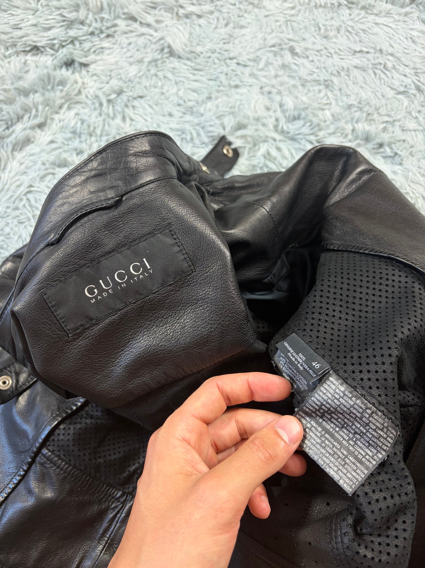 Gucci 00’s by Frida Giannini Perforated Leather Premium Biker Jacket - IT46