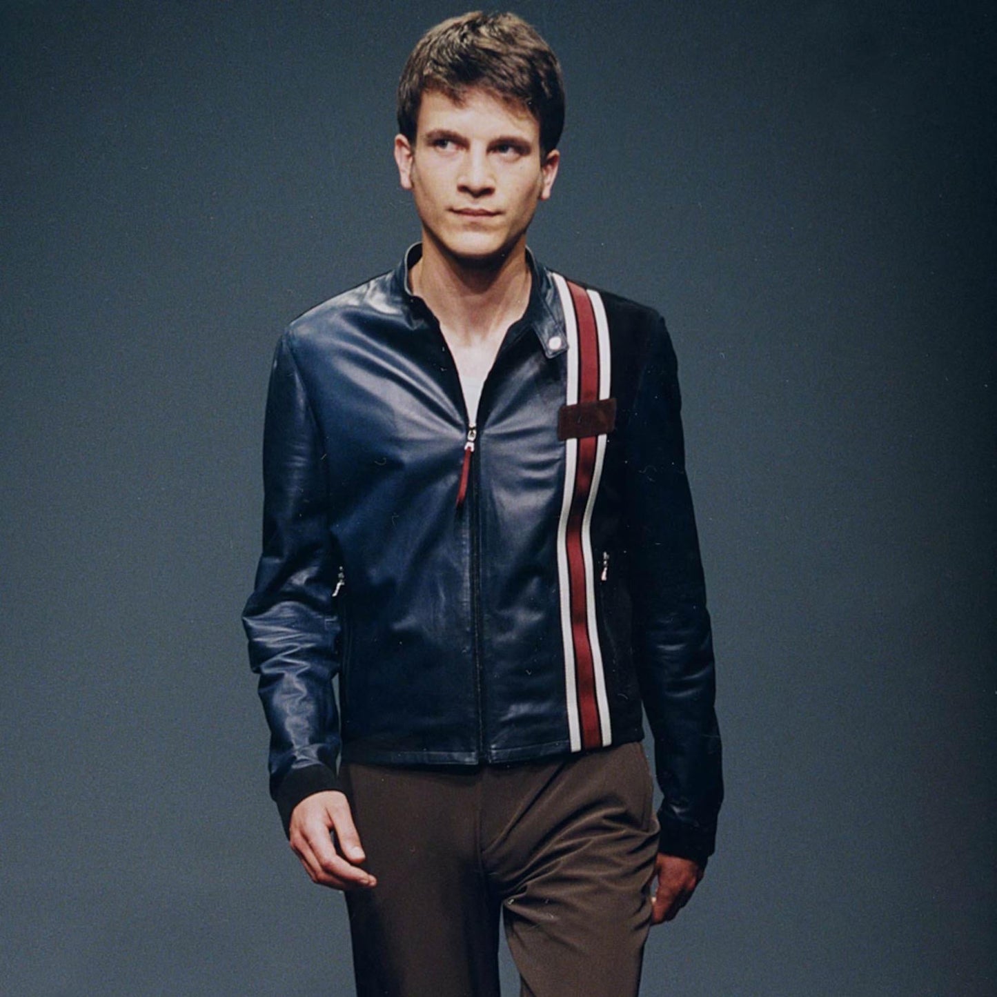 Prada Milano SS00 Runway Leather Racer Moto Jacket - S