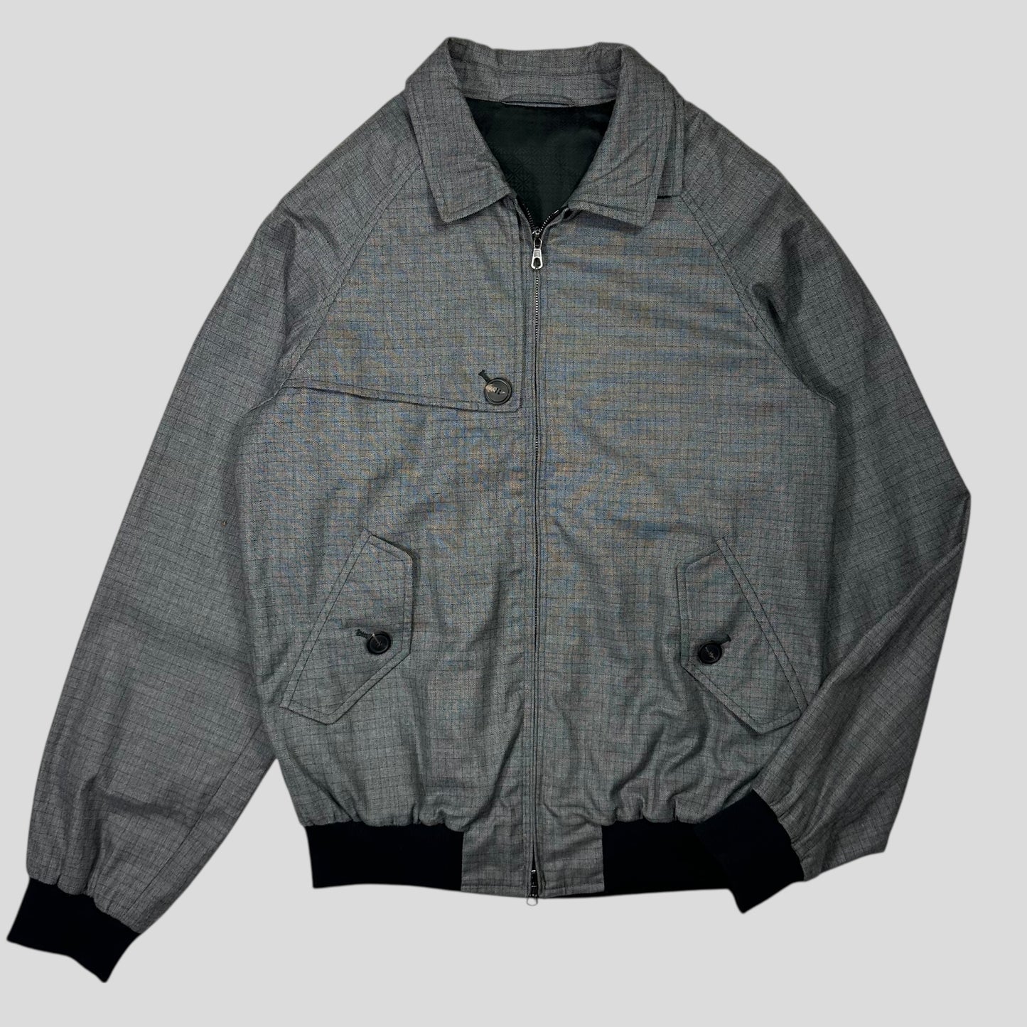 Hardy Amies AW07 Ripstop Grid Asymmetrical Harrington Jacket - M