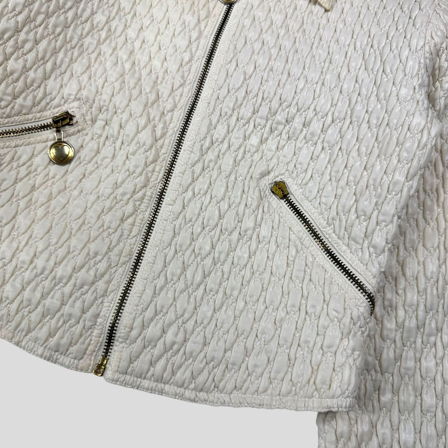 Moschino Jeans 90’s Textured Cropped Love Heart Zip Jacket - IT40