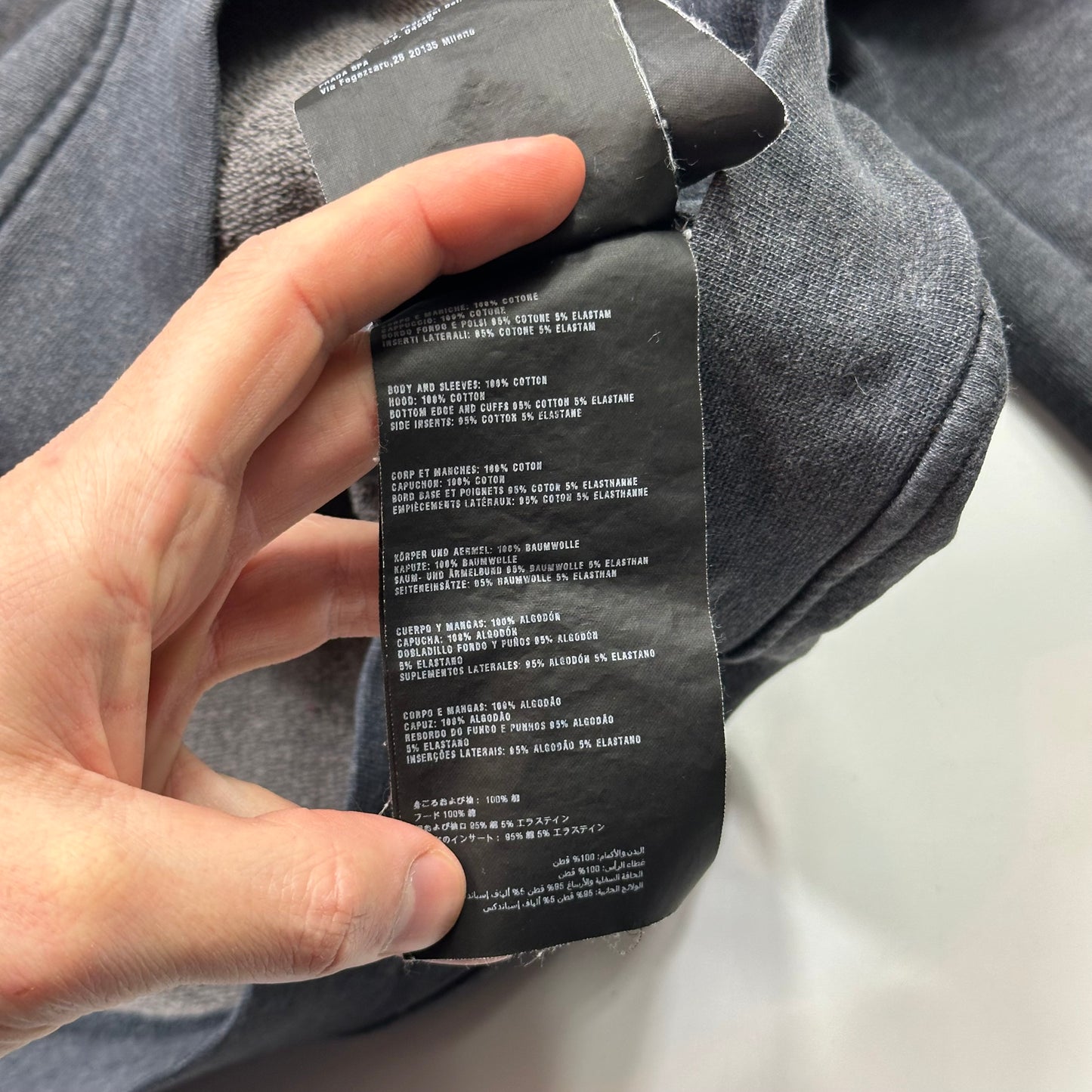 Prada 2014 Red Tab Grey Cotton Pullover Hoodie - M