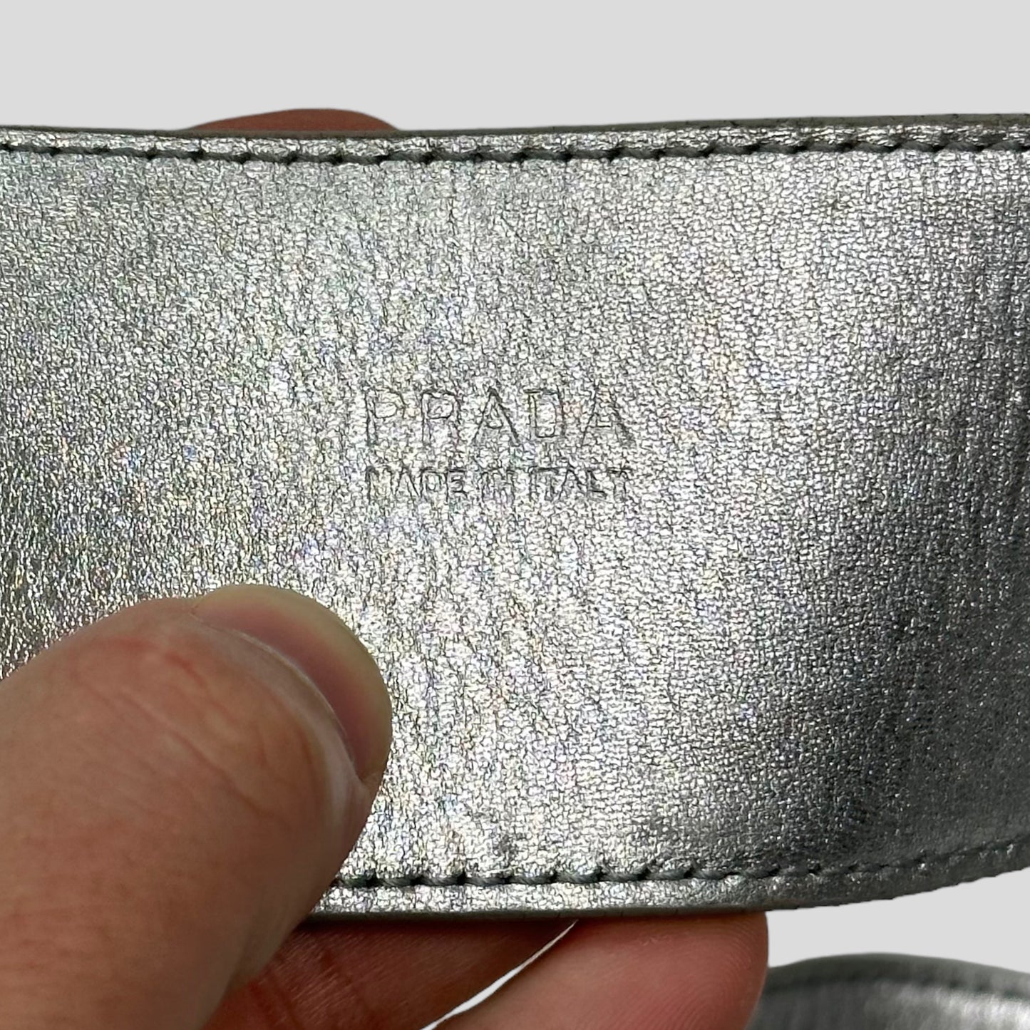 Prada Milano 90’s Astro Leather Metal Buckle Belt
