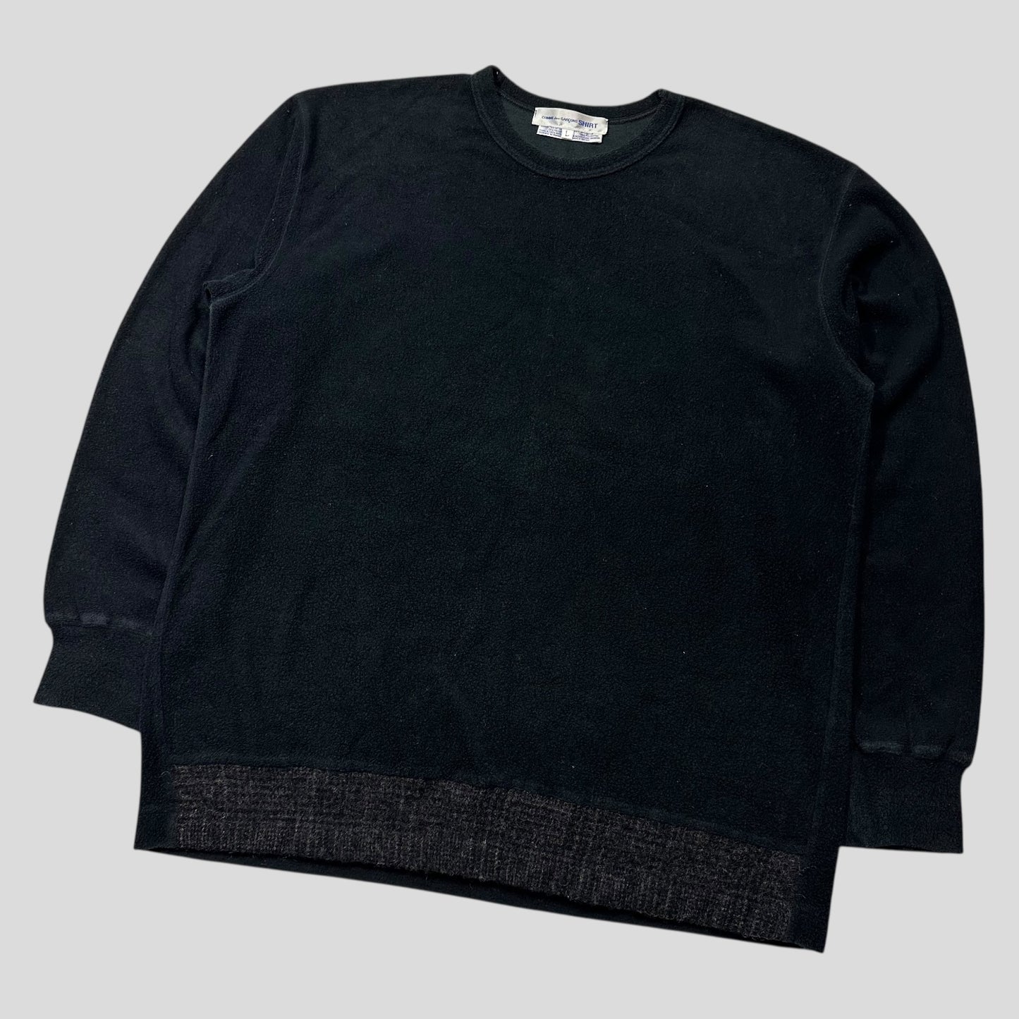 CDG SHIRT 1994 Wool Panel Towelled Fleece Sweatshirt - L/XL