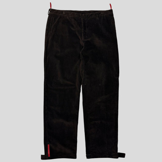 Prada Sport 00’s Baggy Adjustable Needle Corduroy Trousers - IT54
