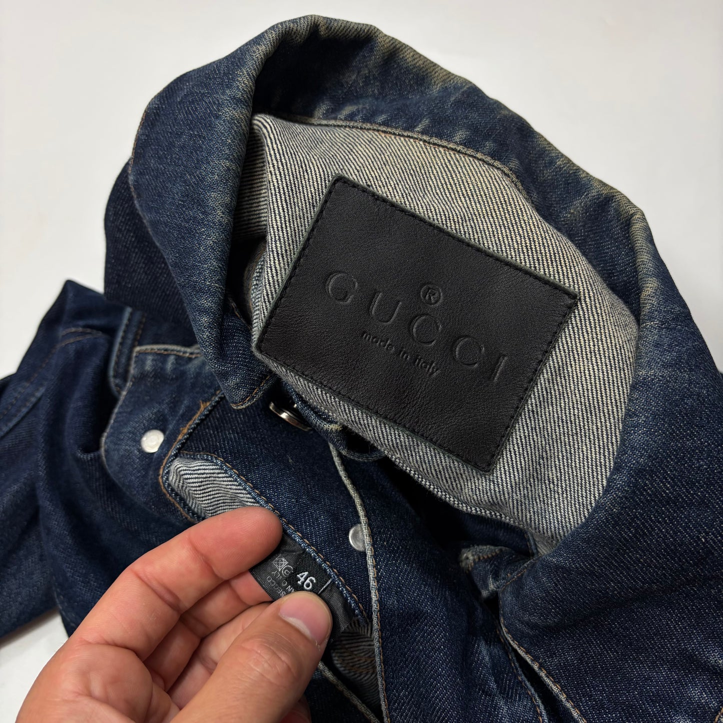 Gucci by Tom Ford 00’s Web Stripe Boxy Denim Mens Jacket - IT46