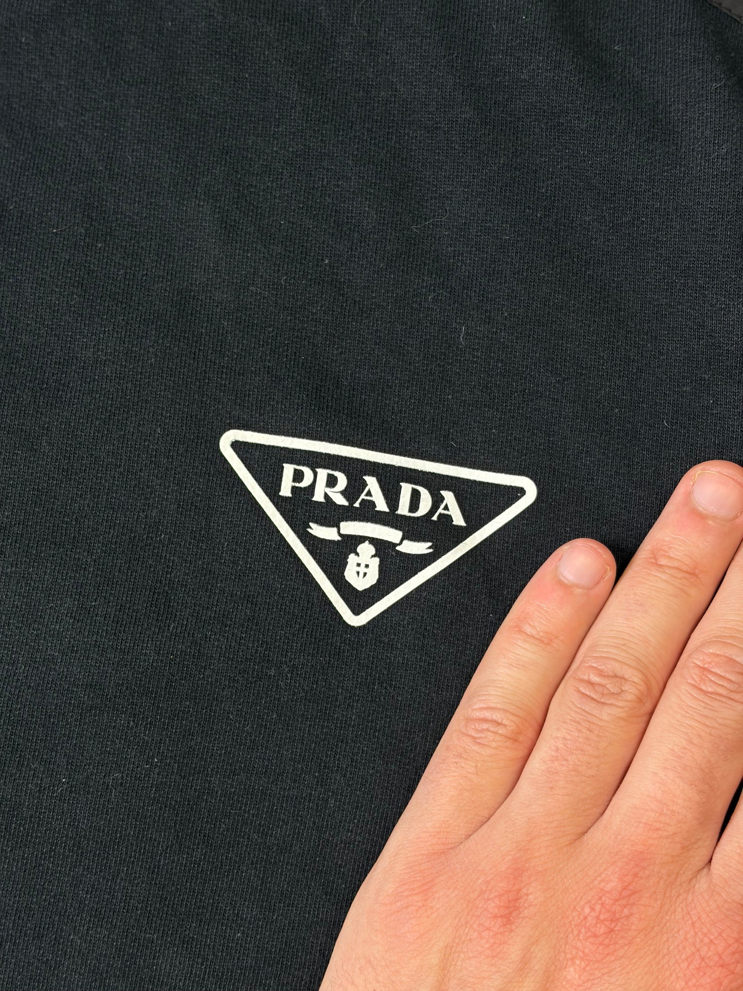 Prada 2022 Triangle Graphic Logo Nylon Panelled Hoodie Jacket - M