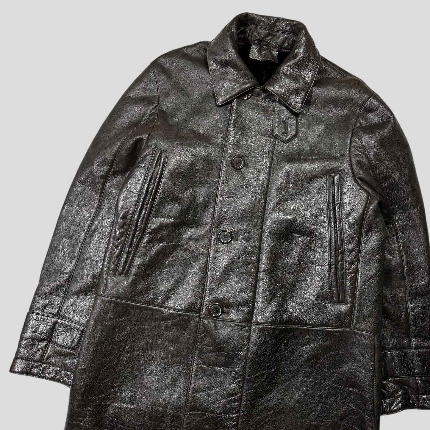 Prada Milano 00’s Leather Sheepskin Fur Full Lined Long Coat - IT50 (L/XL)