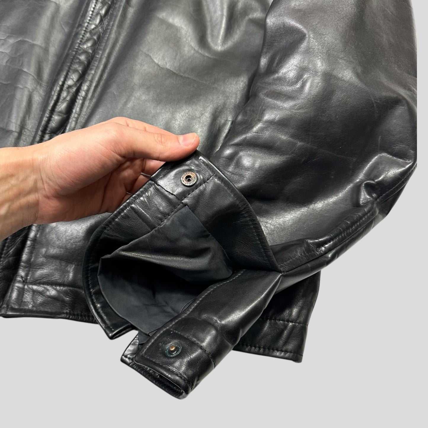 Neil Barrett 00’s Textured Padded Leather Moto Jacket - L