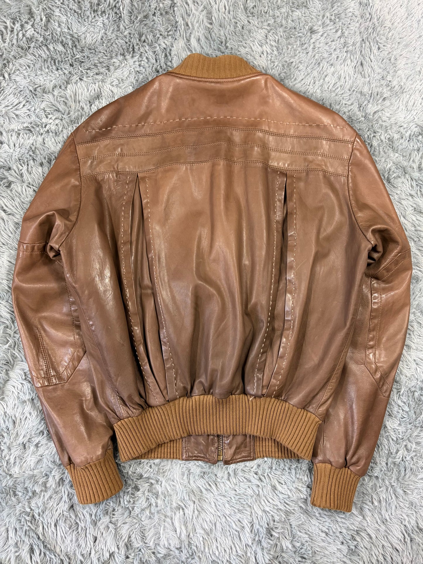 Just Cavalli SS07 Leather 3D Cargo Pocket Pleated Western Bomber - M