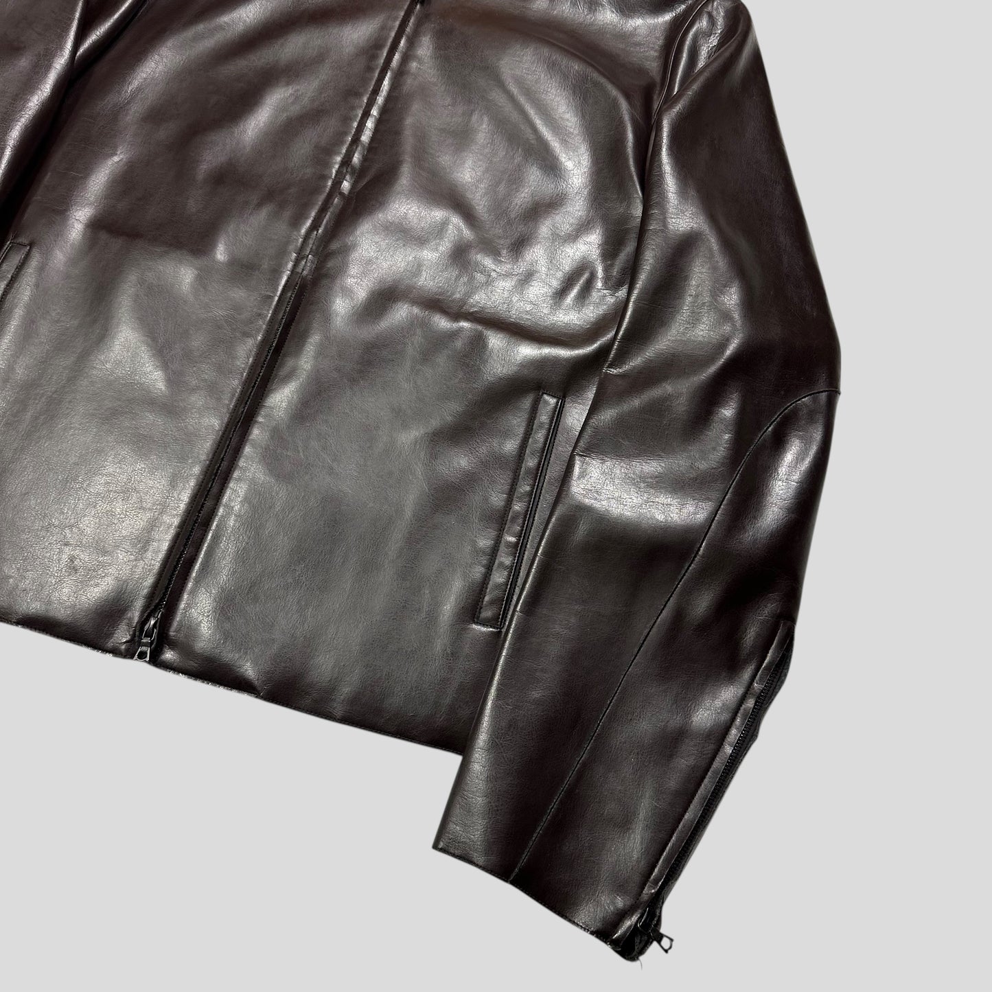 Neil Barrett AW00 PVC & Wool Leather Like Moto Jacket - L/XL