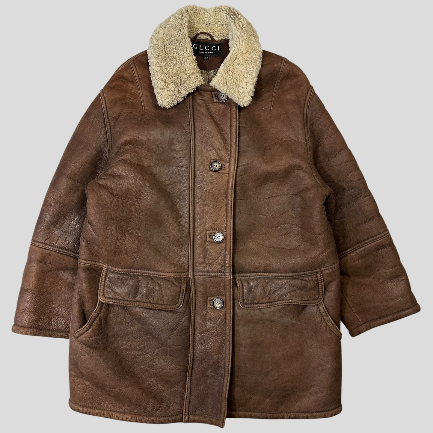 Gucci by Tom Ford 90’s Sheepskin Leather Heavy Shearling Coat - M