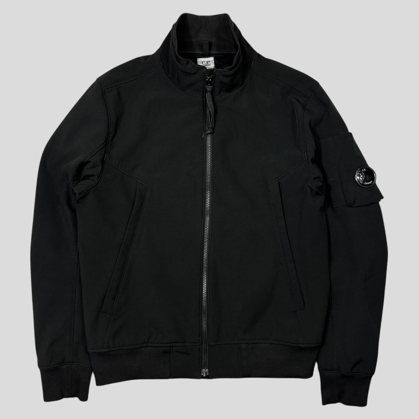 CP Company Black Soft Shell Lens Bomber Jacket - M