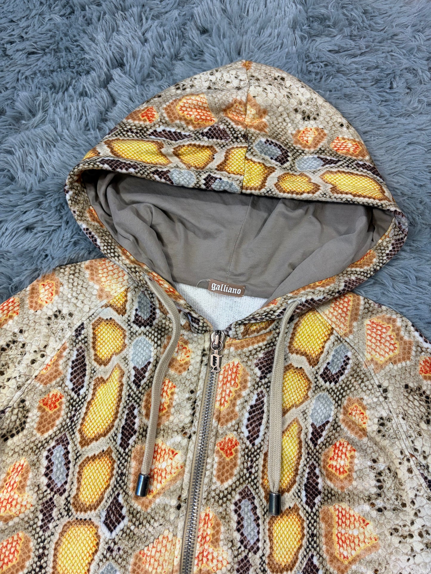 John Galliano 00’s Python Print Zip-up Boxy Hoodie - S