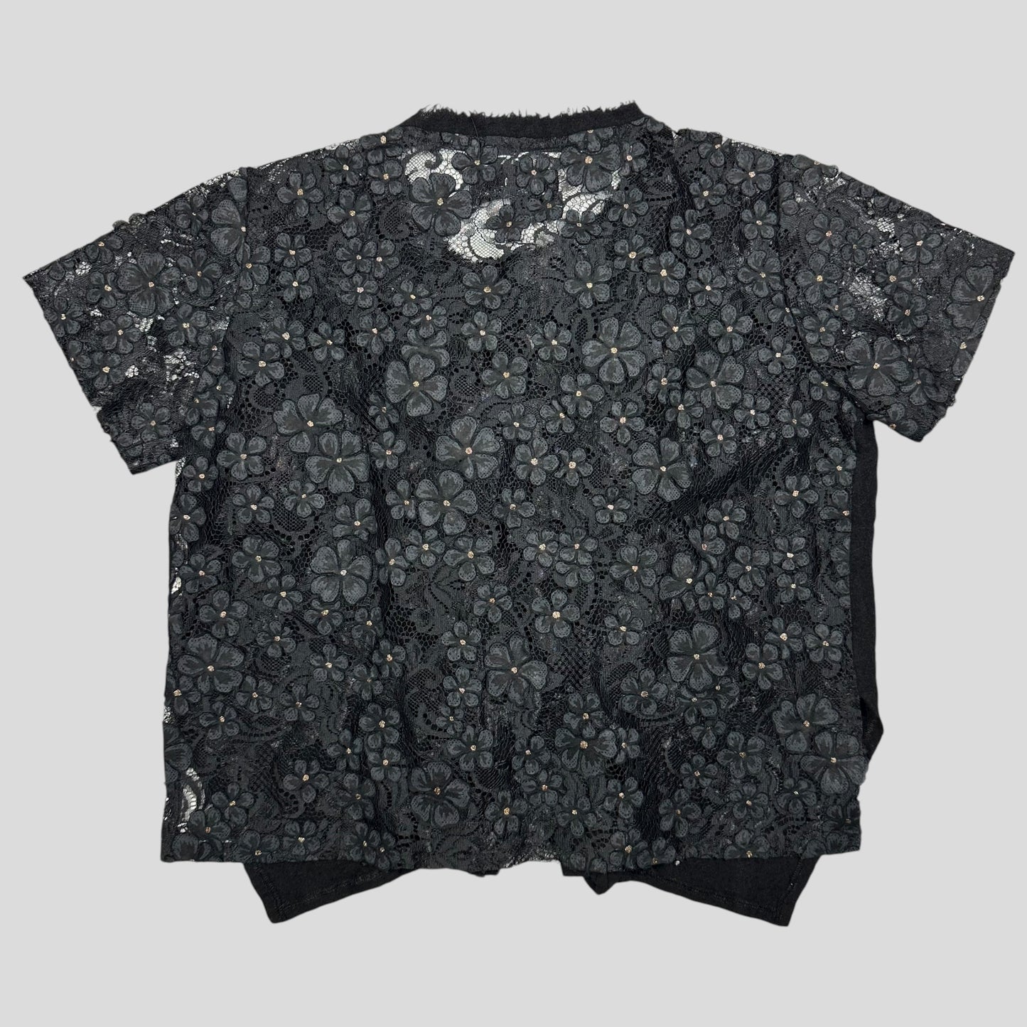 Comme Des Garçons 00’s Ruffled Sheer Panelled Floral Gothic Top - M