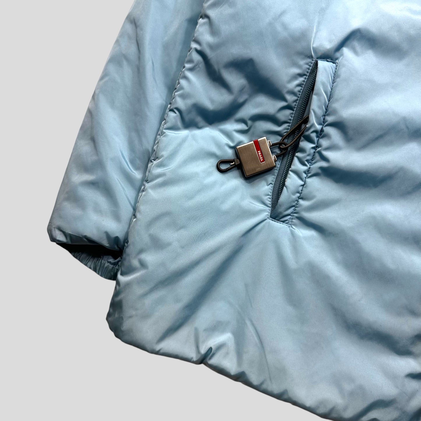 Prada Sport 2001 Baby Blue Stash Pocket Nylon Ski Puffer - IT48 (L)