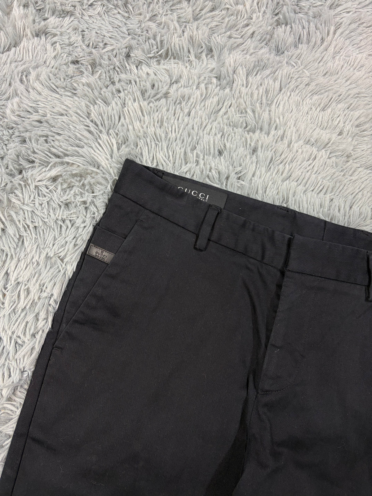 Gucci 2012 by Frida Giannini Leather Logo Black Trousers - 50