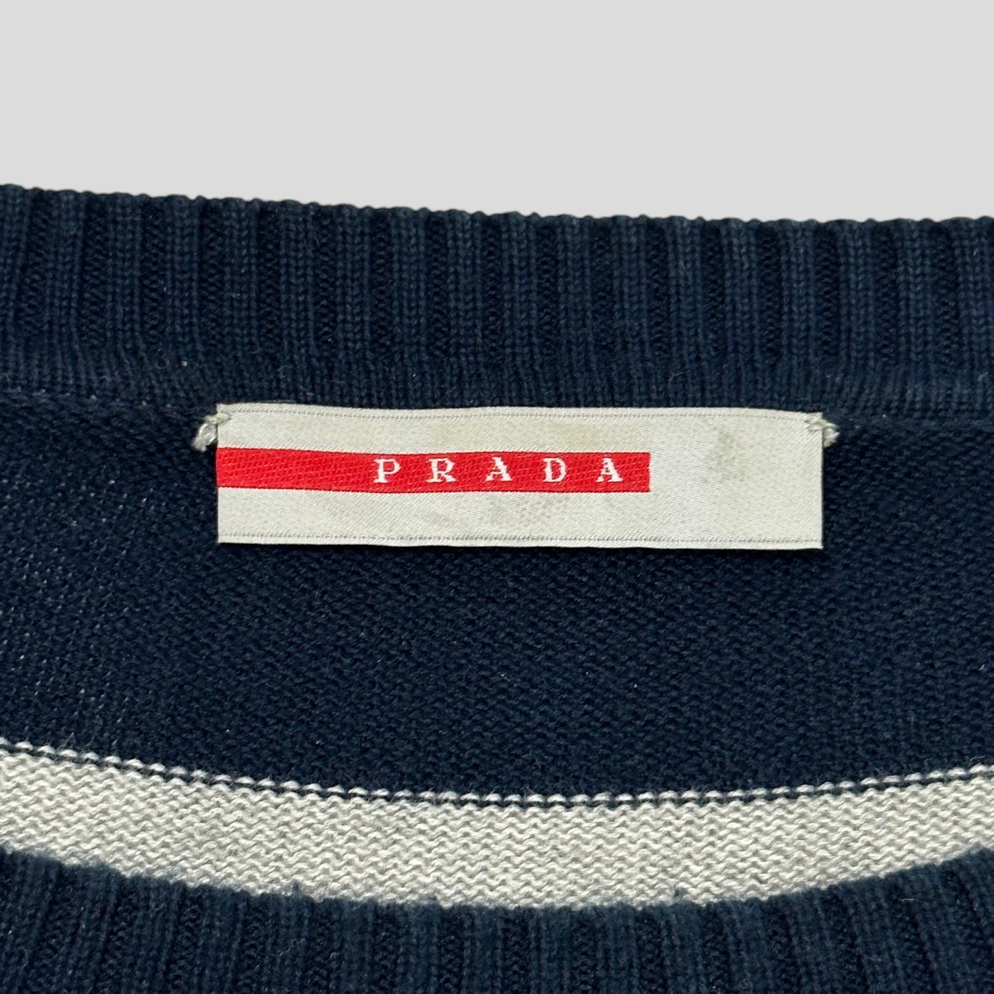 Prada Sport 2006 Striped Leather Logo Tab Knit - IT56 (L/XL)