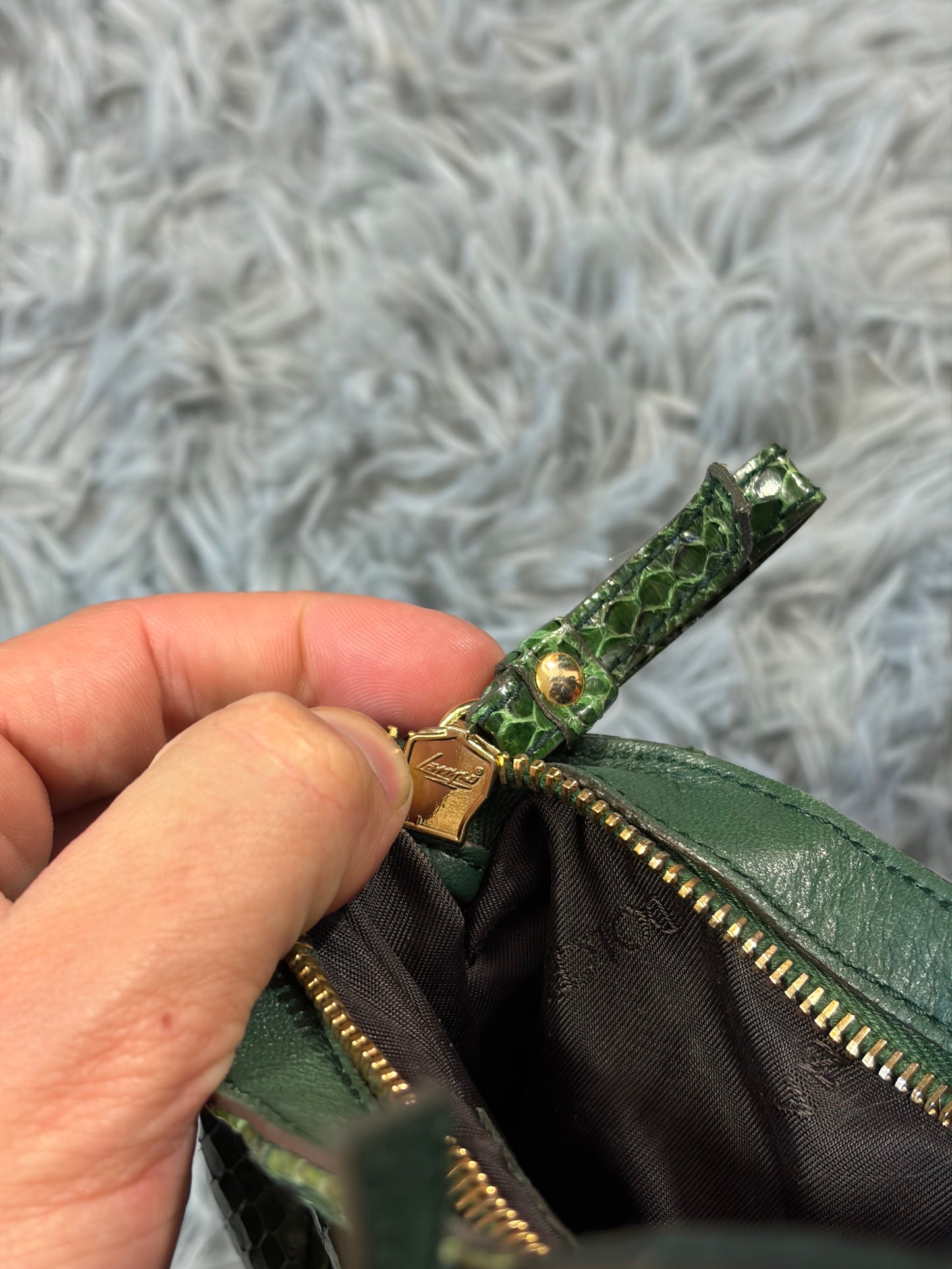 Dolce & Gabbana 00’s Python Skin Green Leather Shoulder Bag