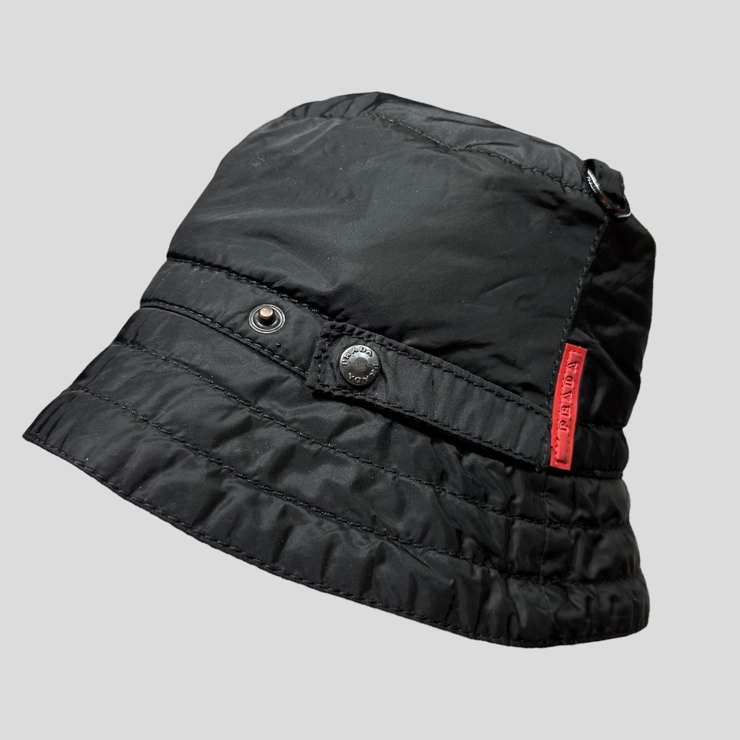 Prada Sport 00’s Nylon Fleece Dog Ear Bucket Hat - M/L