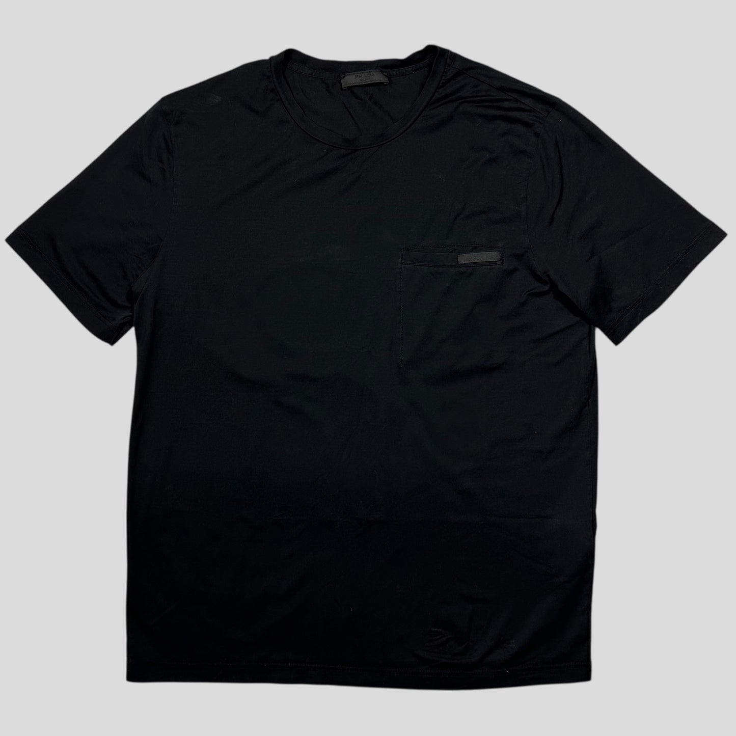 Prada 2017 Black Soft Cotton Pocket Logo T-shirt - XL (L)