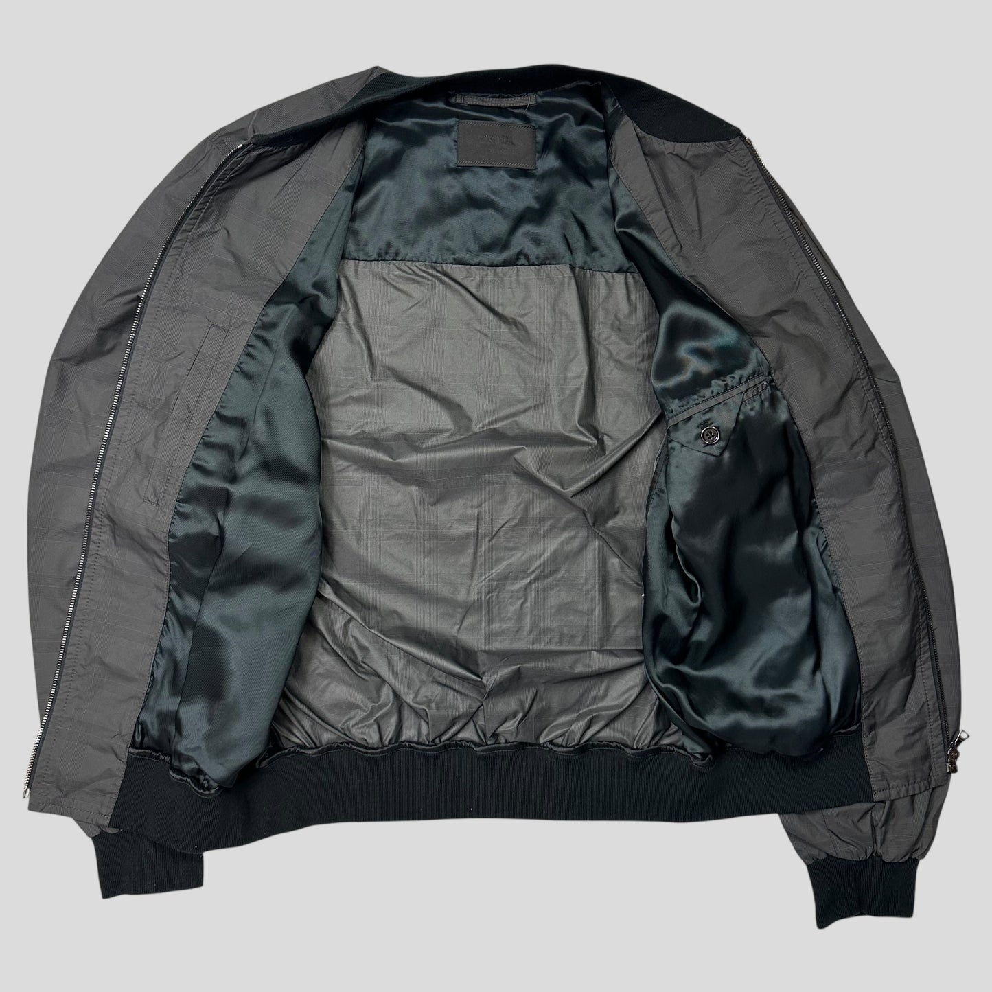 Prada Milano 2010 Shadow Plaid Nylon Bomber Jacket - IT54 (L)
