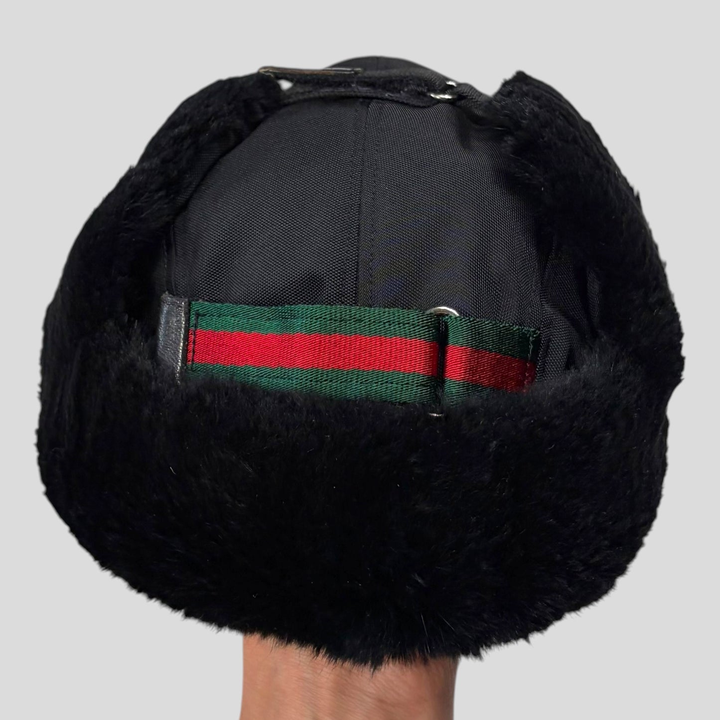 Gucci by Tom Ford 00’s Nylon Canvas Fur Trapper Hat - S