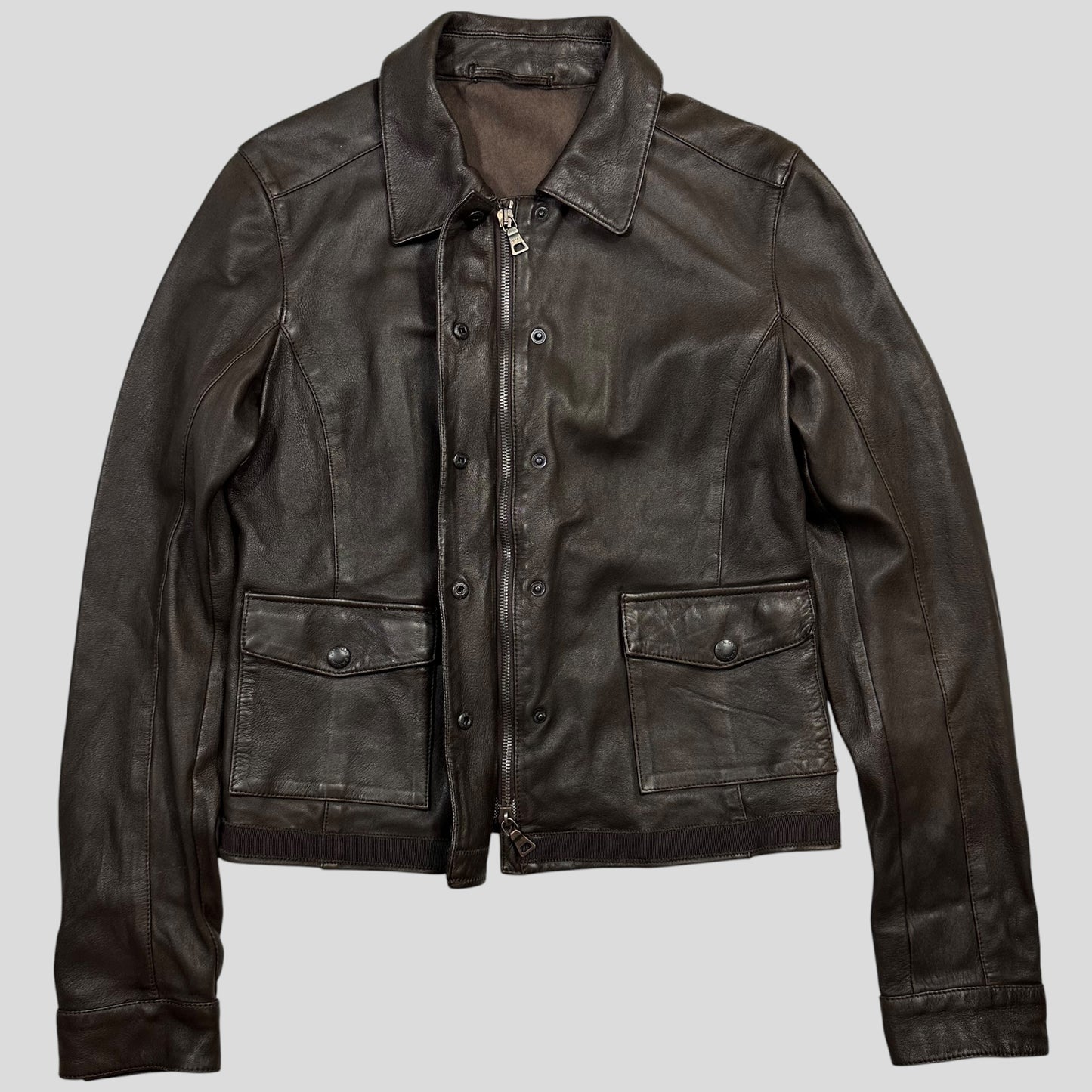 Prada Sport 2004 Leather Love Heart Back Logo Work Jacket - IT40
