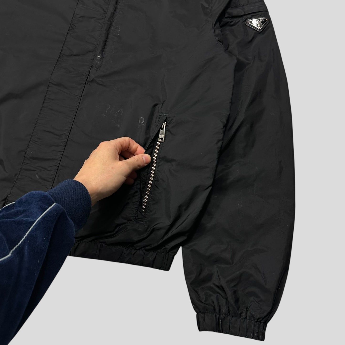 Prada Milano 2017 Triangle Plaque Logo Nylon Windbreaker Jacket - IT50