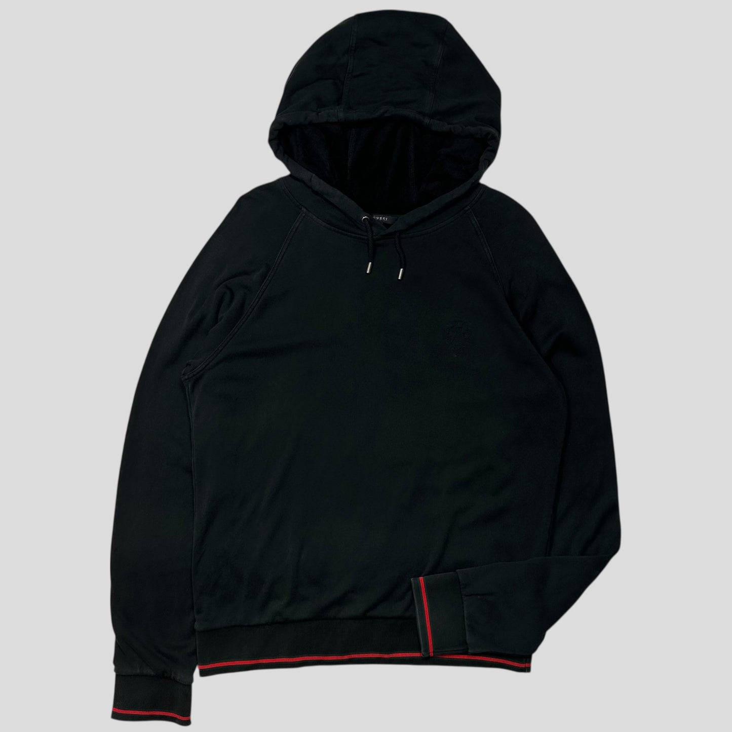 Gucci 2007 Crest Logo Web Stripe Teddy Cotton Hoodie - M