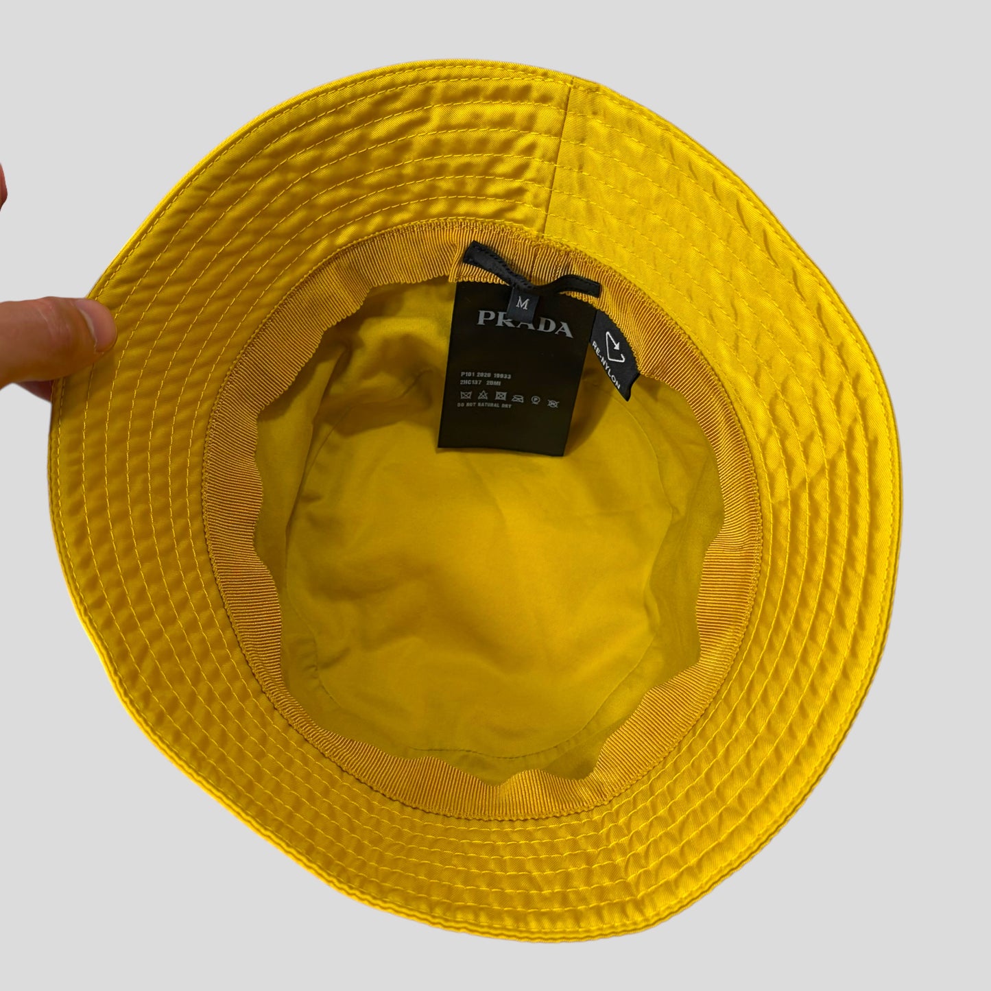 Prada Milano 2020 Re-nylon Yellow Panama Bucket Hat